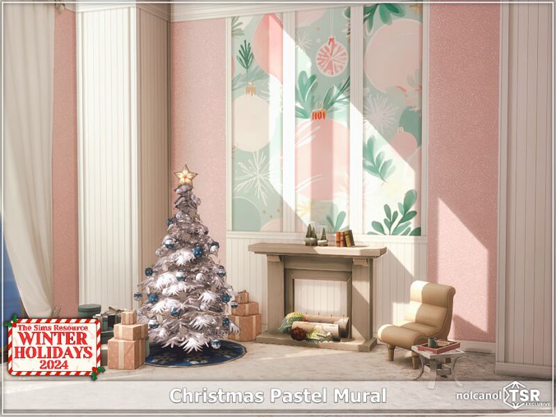 Christmas Pastel Mural: A Festive Touch 5 sims 4 cc christmas pastel mural by nolcanol 2
