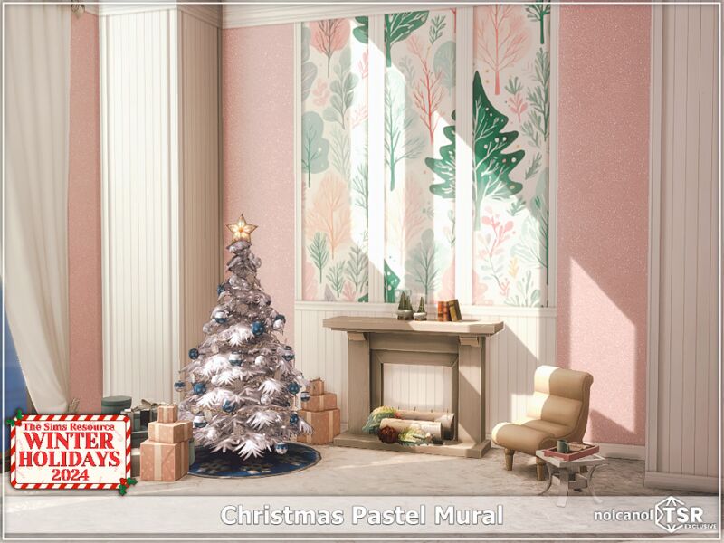 Christmas Pastel Mural: A Festive Touch 3 sims 4 cc christmas pastel mural by nolcanol 4