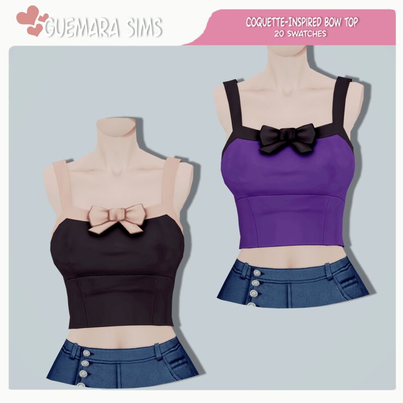 Coquette-Inspired BOW TOP By Guemara 2 sims 4 cc coquette inspired bow top by guemara 2