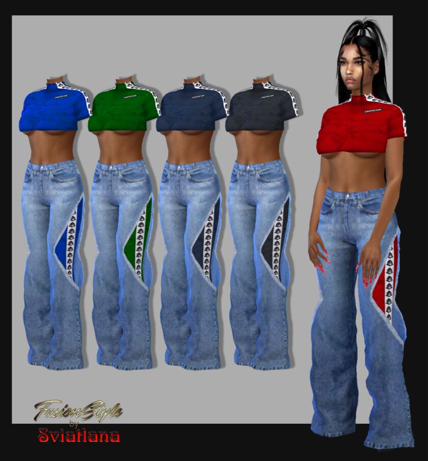 Stylish Crop Top & Jeans from Fusionstyle 1 Stylish Crop Top & Jeans from Fusionstyle Sims 4 CC