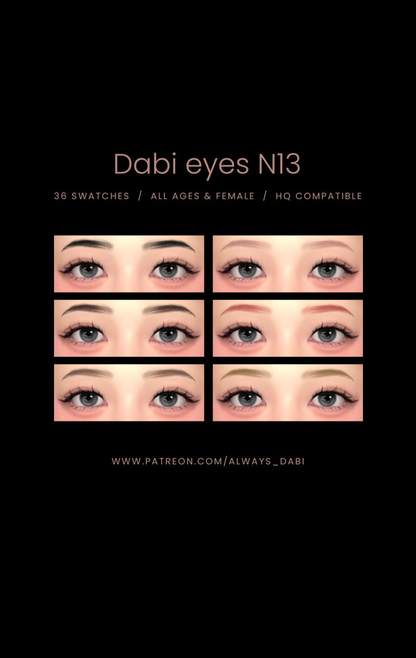 Neatly Designed Female Eyebrows by AlwaysDabi 2 sims 4 cc dabi eyebrowsn1 2