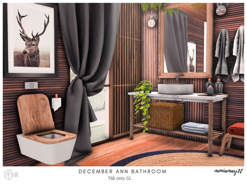 Modern Brown Bathroom Design 3 sims 4 cc december ann bathroom 5