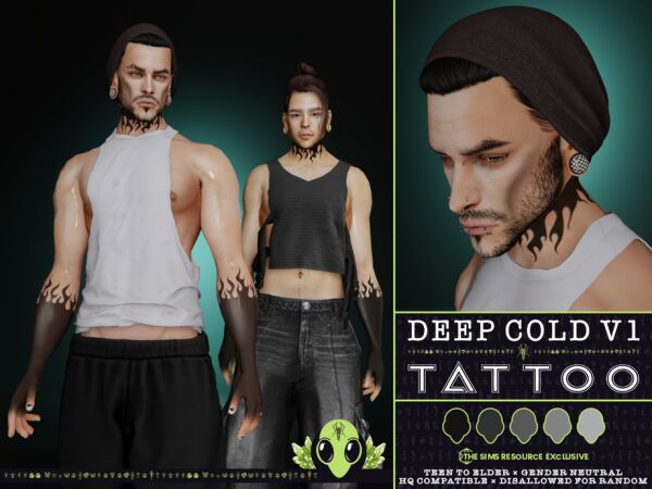 Deep Cold V1 Tattoo - Unique Body Art for The Sims 1 Deep Cold V1 Tattoo – Unique Body Art for The Sims Sims 4 CC