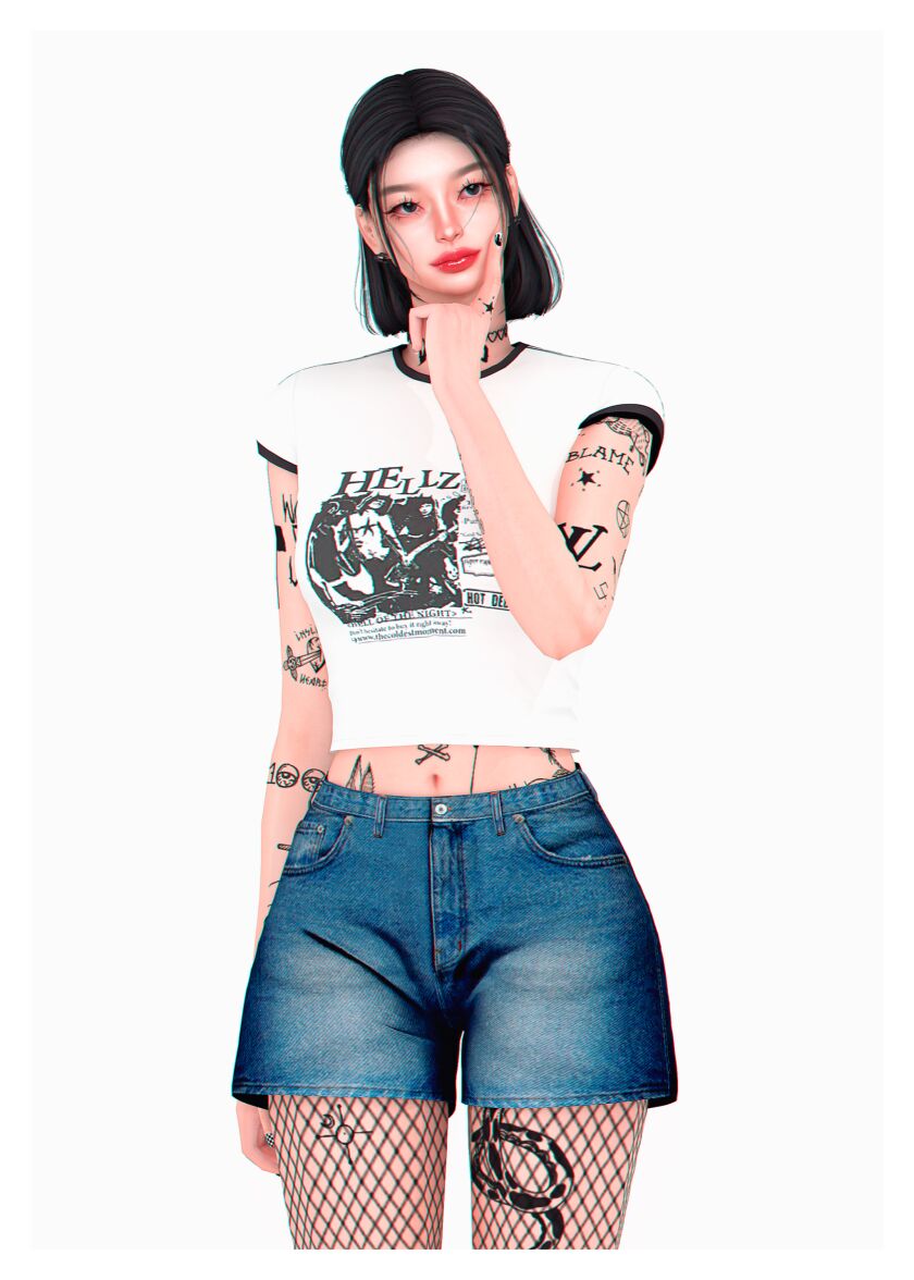 Stylish Touch Tee & Denim Shorts Download 1 Stylish Touch Tee & Denim Shorts Download Sims 4 CC