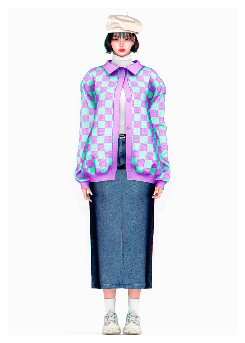 Cozy Igloo Sweater & Long Denim Skirt 1 Cozy Igloo Sweater & Long Denim Skirt Sims 4 CC