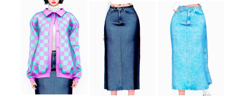 Cozy Igloo Sweater & Long Denim Skirt 2 sims 4 cc download here 4