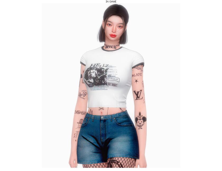 Stylish Touch Tee & Denim Shorts Download 2 sims 4 cc download here 5 1