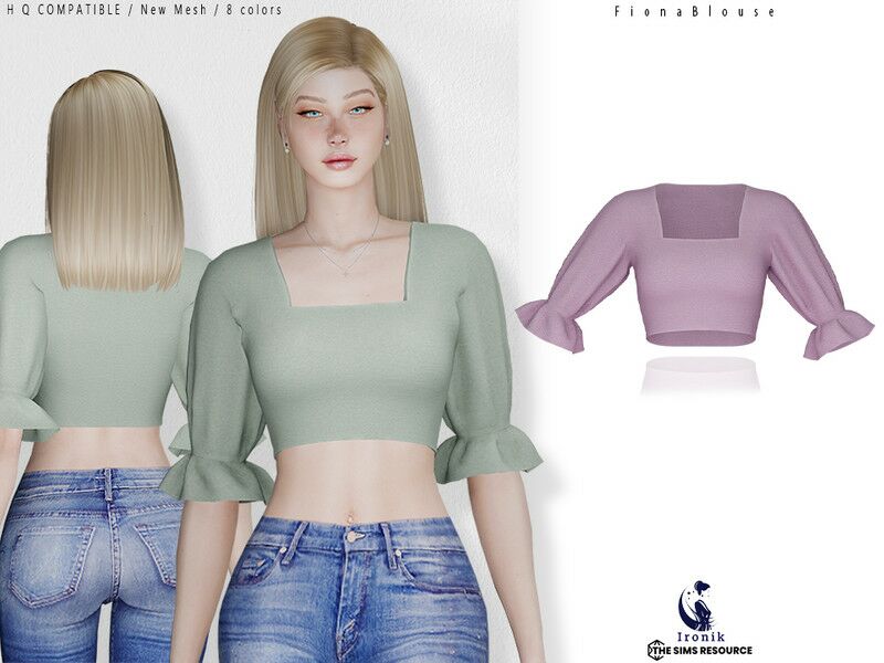 Fiona Blouse by Ironik 1 Fiona Blouse by Ironik Sims 4 CC