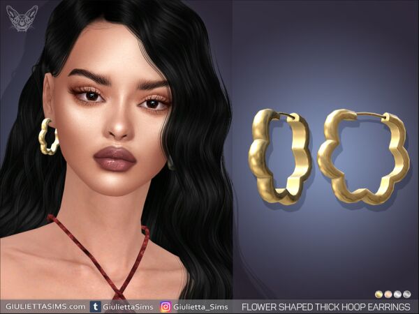 Flower Shape Thick Hoop Earrings 1 Flower Shape Thick Hoop Earrings Sims 4 CC