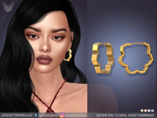 Geometric Floral Hoop Earrings 1 Geometric Floral Hoop Earrings Sims 4 CC