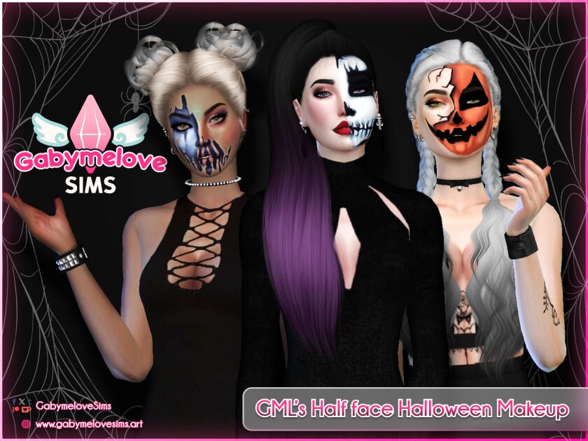 Spooktacular Half Face Halloween Makeup for The Sims 4 1 Spooktacular Half Face Halloween Makeup for The Sims 4 Sims 4 CC