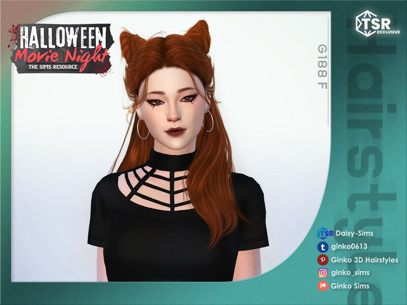 Halloween Movie Night - Horn Hairstyle - Ginko 188 by Daisy-Sims 1 Halloween Movie Night – Horn Hairstyle – Ginko 188 by Daisy-Sims Sims 4 CC