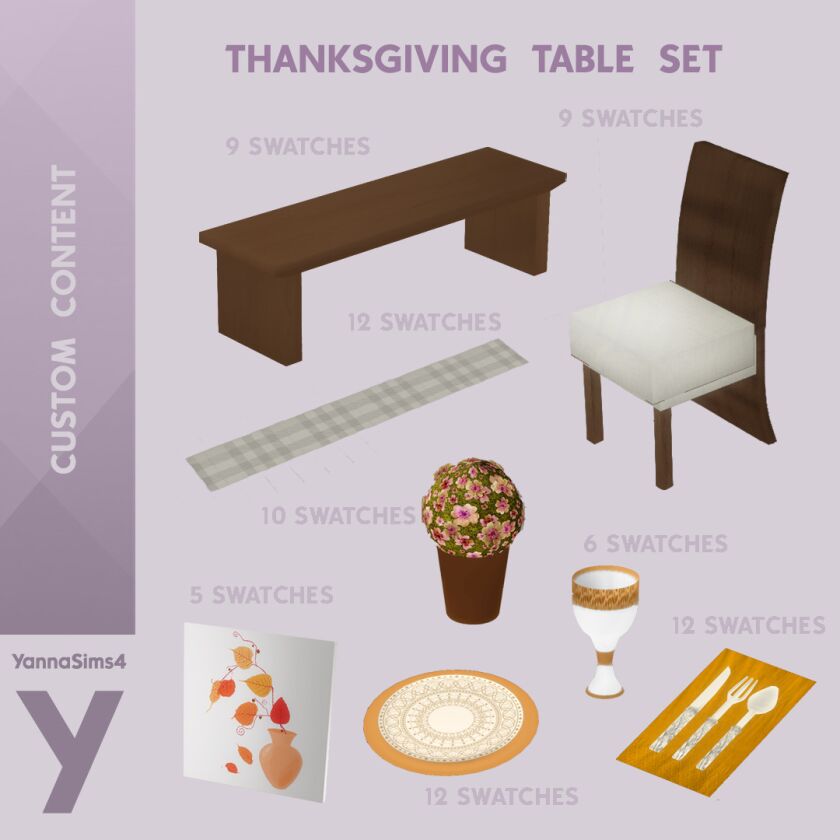 Thanksgiving-Inspired Dining Set for Sims 1 Thanksgiving-Inspired Dining Set for Sims Sims 4 CC