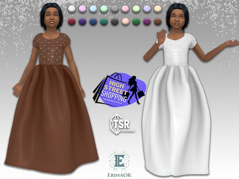 Elegant Silk Gown for Girls 1 Elegant Silk Gown for Girls Sims 4 CC
