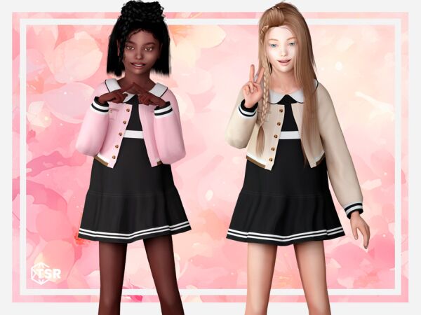 Stylish Hikaru Jacket Dress with Striped Accents 1 Stylish Hikaru Jacket Dress with Striped Accents Sims 4 CC