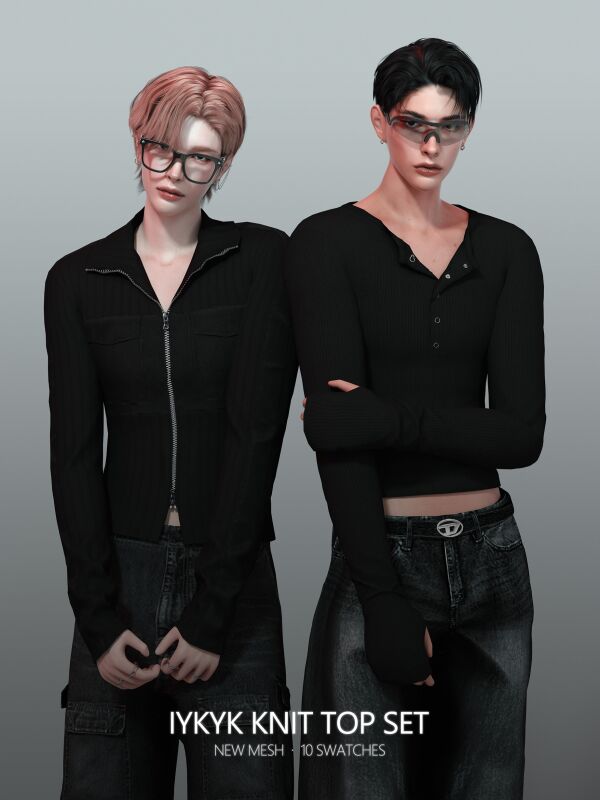 Iykyk Knit Top Set for Men 1 Iykyk Knit Top Set for Men Sims 4 CC
