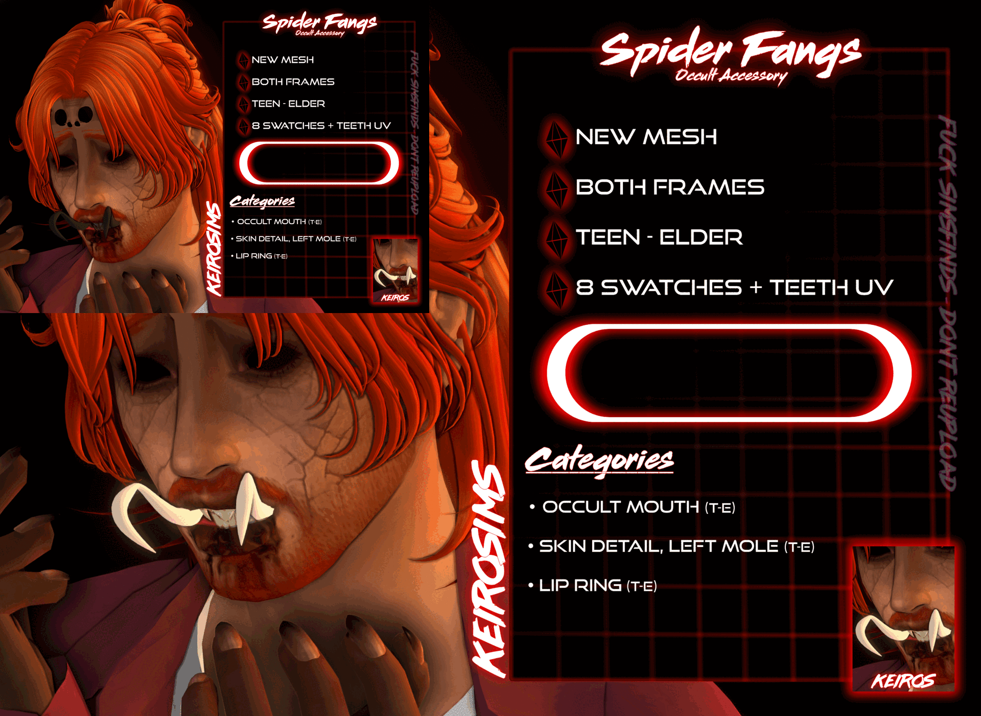 Spooky Spider Fangs for Halloween 1 Spooky Spider Fangs for Halloween Sims 4 CC