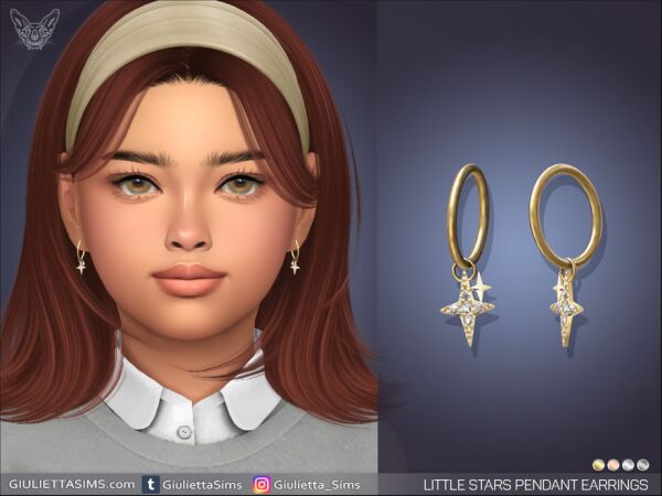 Cute Little Stars Pendant Earrings for Kids 1 Cute Little Stars Pendant Earrings for Kids Sims 4 CC