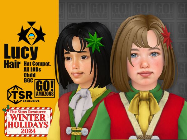Lucy Hair for Winter Holidays 2024 1 Lucy Hair for Winter Holidays 2024 Sims 4 CC