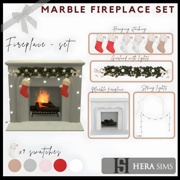 Elegant Marble Fireplace Set 1 Elegant Marble Fireplace Set Sims 4 CC