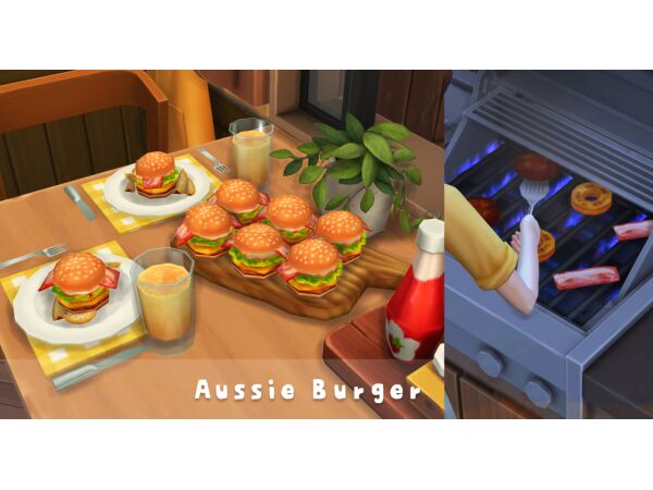 Kangaroo Steak and Aussie Burger Recipe 1 Kangaroo Steak and Aussie Burger Recipe Sims 4 CC