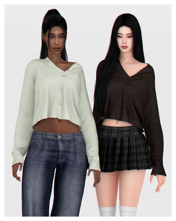 Stylish Off Shoulder Knitted Cardigan 1 Stylish Off Shoulder Knitted Cardigan Sims 4 CC