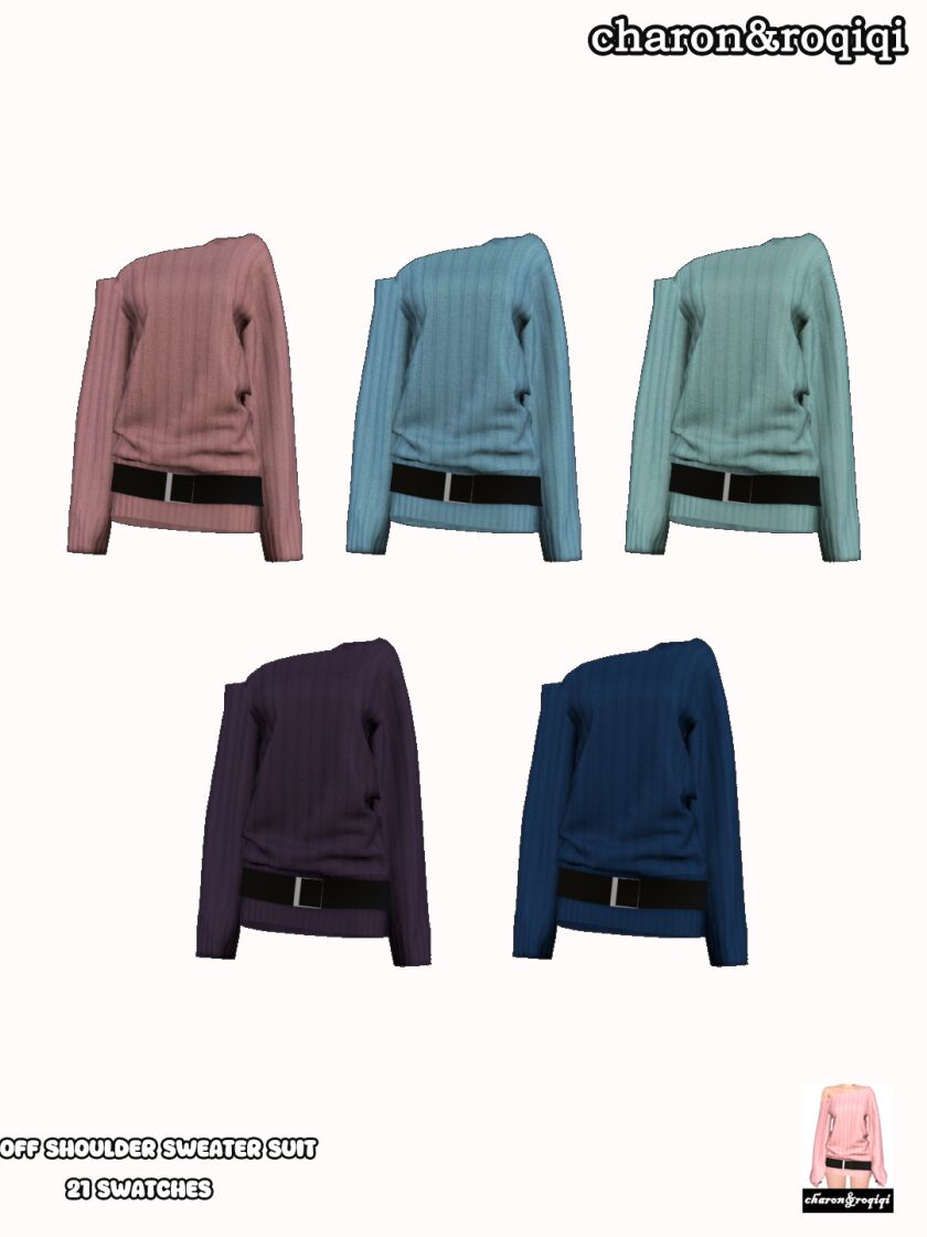 Chic Off Shoulder Sweater Suit 2 sims 4 cc off shoulder sweater suitearly access public 3
