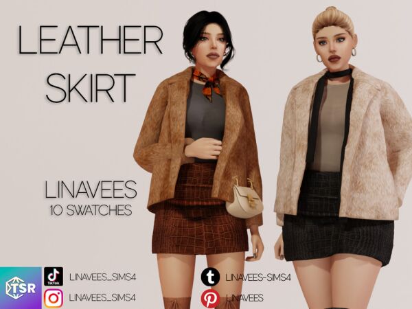 Stylish Ophelia Leather Skirt 1 Stylish Ophelia Leather Skirt Sims 4 CC