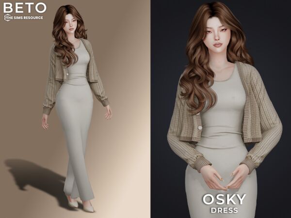 Osky Dress by Beto_Ae0 1 Osky Dress by Beto_Ae0 Sims 4 CC