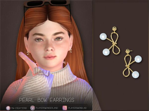 Adorable Pearl Bow Earrings for Kids 1 Adorable Pearl Bow Earrings for Kids Sims 4 CC