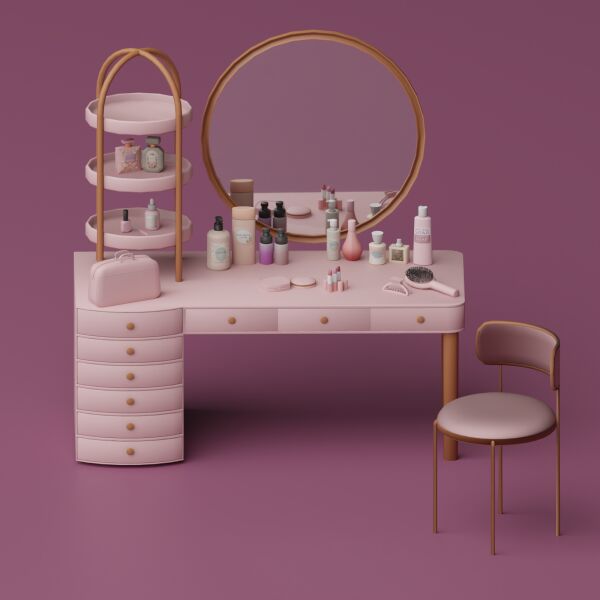 Pink Rush Vanity Set by SnootySims 1 Pink Rush Vanity Set by SnootySims Sims 4 CC