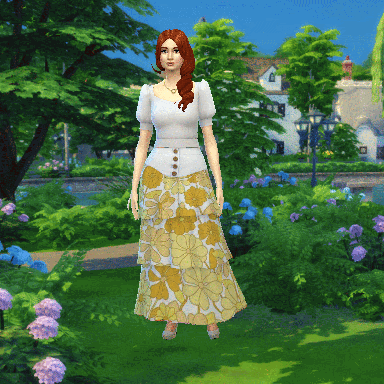 Vintage Ruffled Skirt Recolor 2 sims 4 cc recolor jupe volantee 4 motifs vintage requis 3