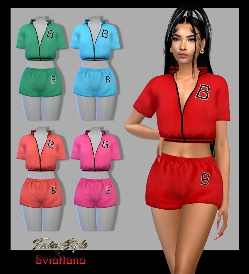Stylish Shorts & Zip Top by Fusionstyle 1 Stylish Shorts & Zip Top by Fusionstyle Sims 4 CC