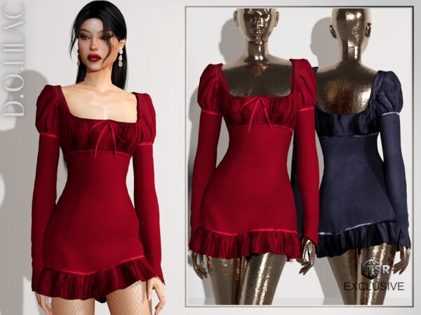 Silk Chiffon Dress DO0613 By Dolilac 1 Silk Chiffon Dress DO0613 By Dolilac Sims 4 CC