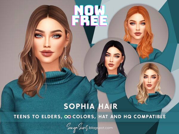 Sophia Hair by SonyaSims 1 Sophia Hair by SonyaSims Sims 4 CC