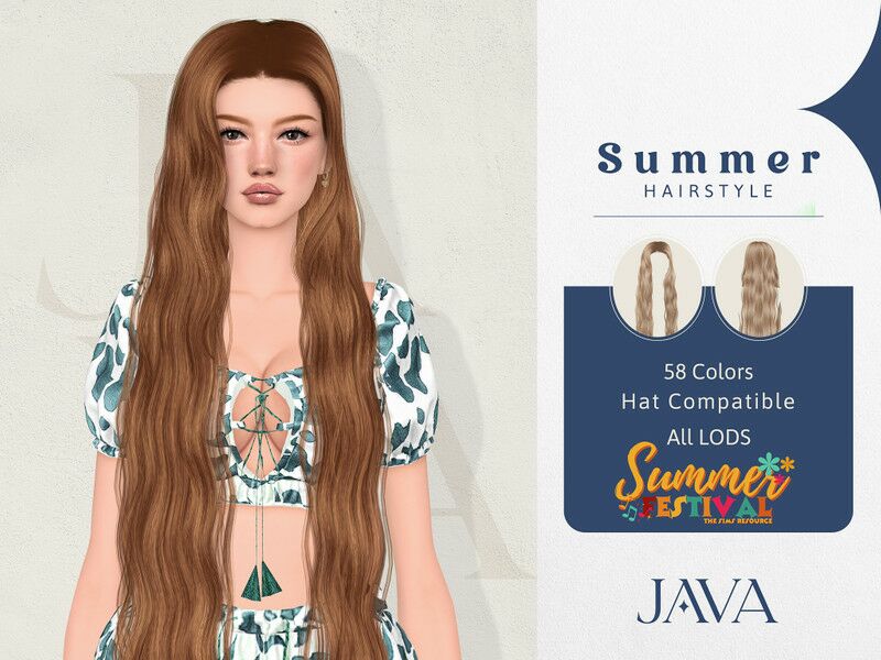 Summer Festival Hairstyle by Javasims 1 Summer Festival Hairstyle by Javasims Sims 4 CC