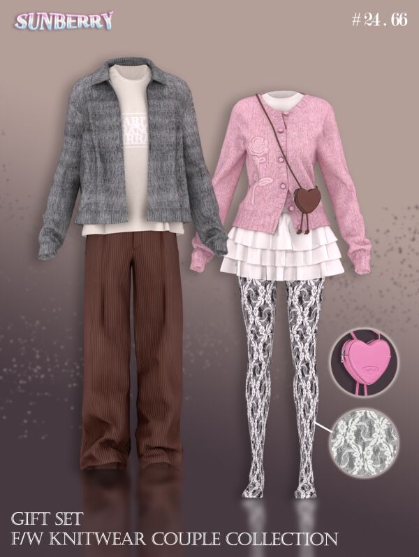 Cozy Up with Sunberry's F/W Knitwear Couple Collection 1 Cozy Up with Sunberry’s F/W Knitwear Couple Collection Sims 4 CC