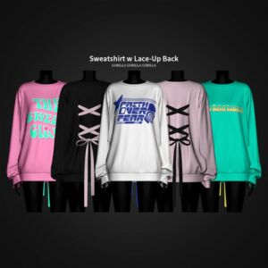 Chic Sweatshirt with Lace-Up Back Sims 4 CC