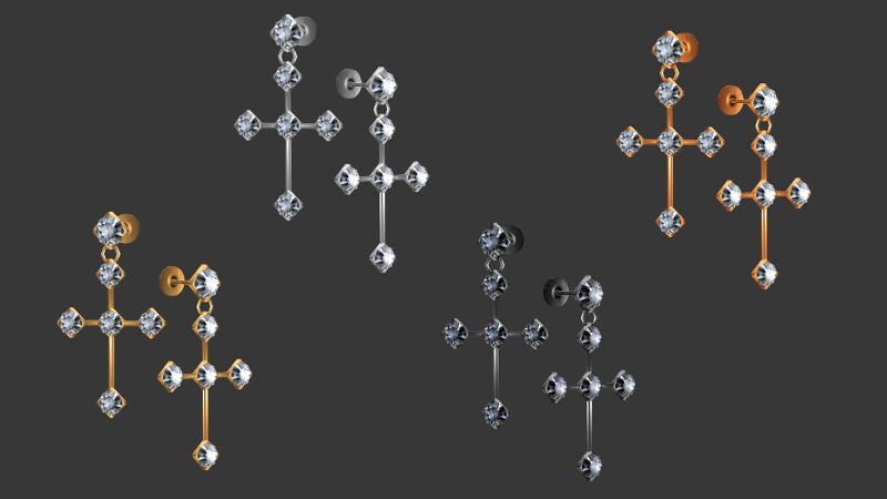 Tini Cross Earrings With Crystals 2 sims 4 cc tini cross earrings with crystals by natalis 2