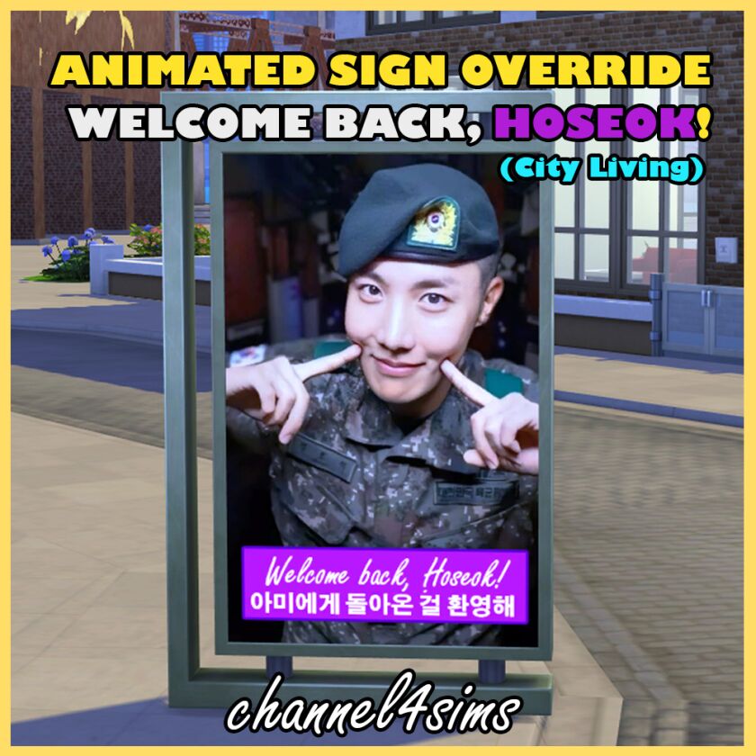 Celebrate Hoseok's Return with an Animated Sign Override! 1 Celebrate Hoseok’s Return with an Animated Sign Override! Sims 4 CC
