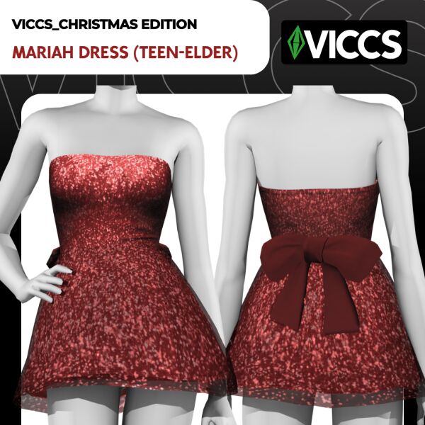 VICCS_MARIAH Dress for Teens to Elders 1 VICCS_MARIAH Dress for Teens to Elders Sims 4 CC