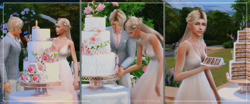 Beautiful Wedding Cakes Adorned with Roses 2 sims 4 cc wedding cakes with roses by somik severinka 3