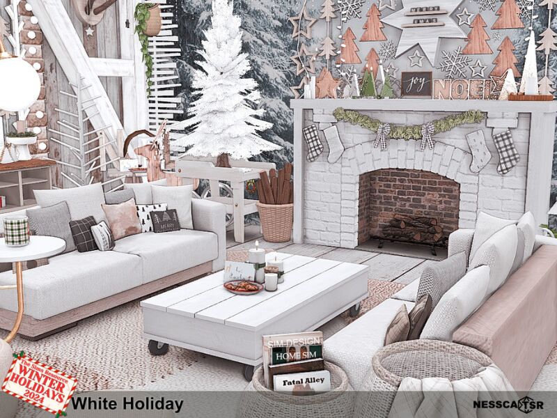 White Holiday Living Room 4 sims 4 cc white holiday by 2