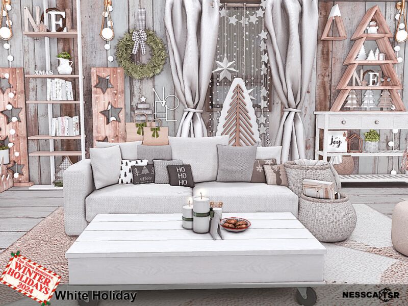 White Holiday Living Room 5 sims 4 cc white holiday by 3