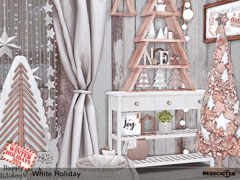 White Holiday Living Room 2 sims 4 cc white holiday by 5
