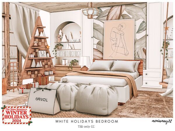 White Holidays Bedroom 1 White Holidays Bedroom Sims 4 CC
