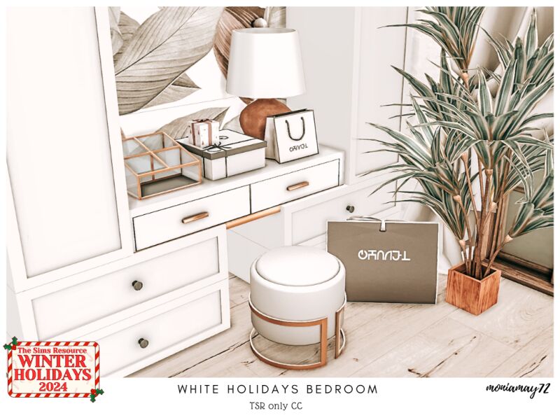 White Holidays Bedroom 2 sims 4 cc white holidays bedroom 4