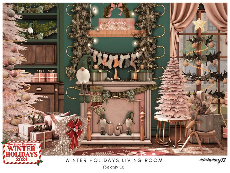 Cozy Winter Holidays Living Room 3 sims 4 cc winter holidays living room 2