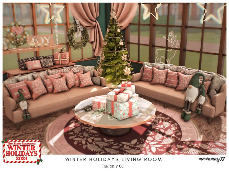 Cozy Winter Holidays Living Room 4 sims 4 cc winter holidays living room 3