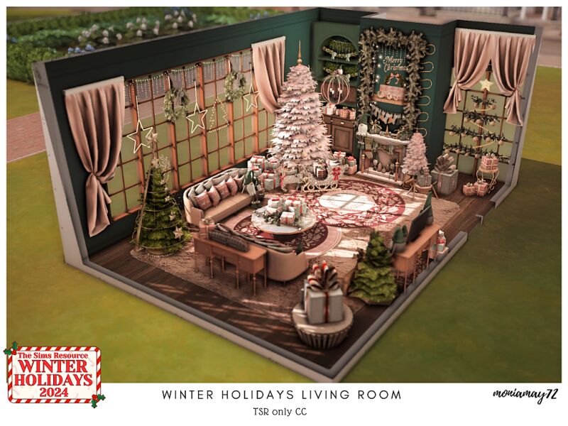 Cozy Winter Holidays Living Room 2 sims 4 cc winter holidays living room 4